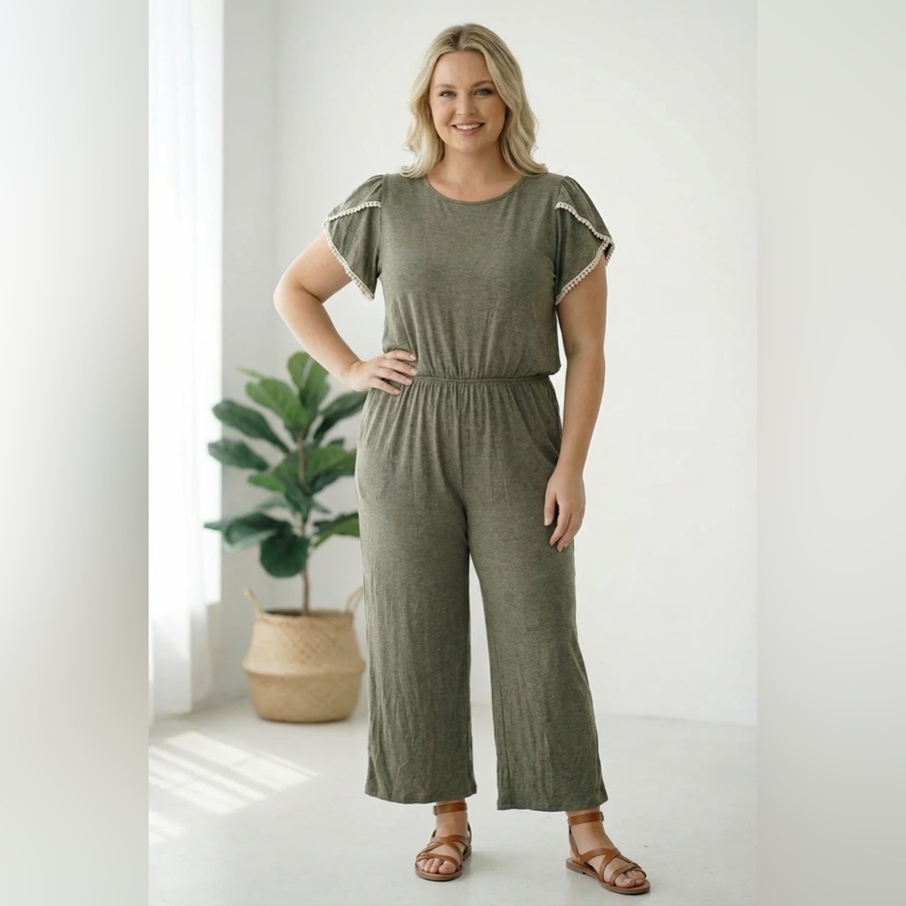 Reborn J Chic Olive Green Women's Jumpsuit - Picture 1 of 2